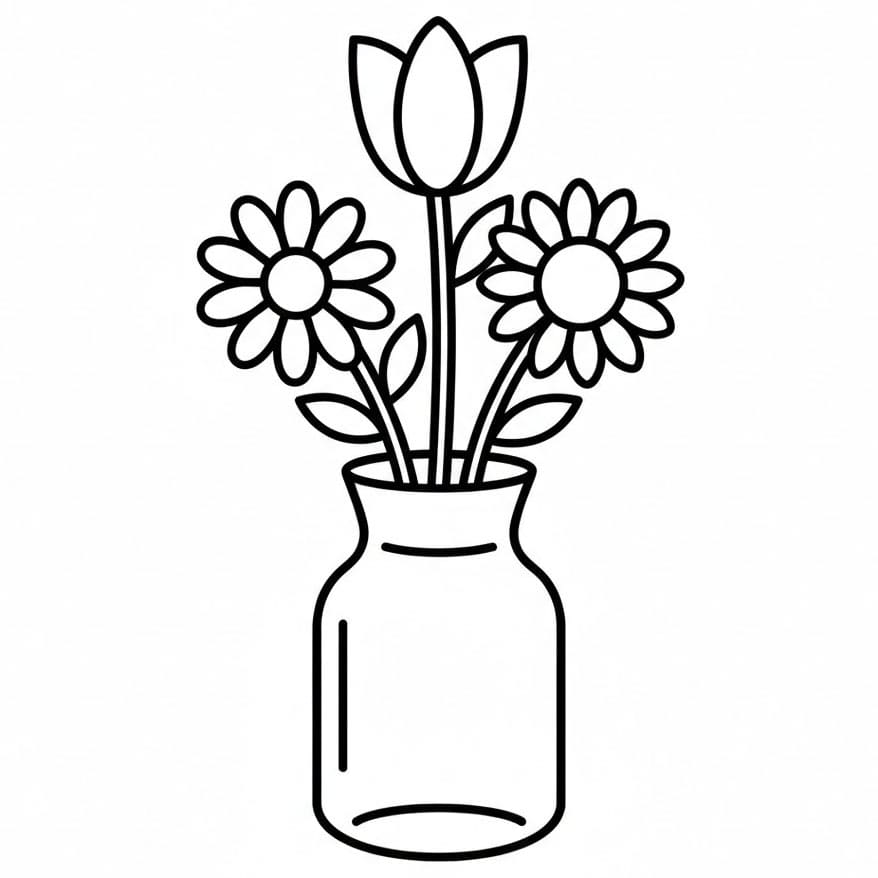 Vaso di Fiori Base da colorare