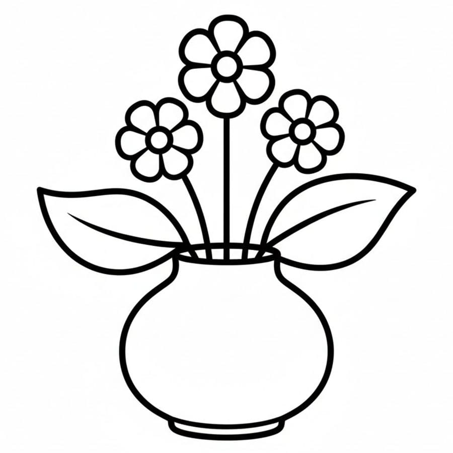 Vaso di Fiori Basso da colorare