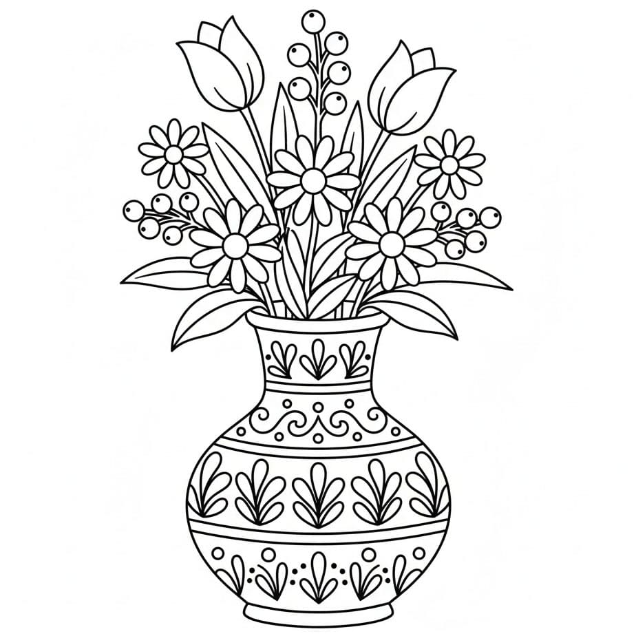 Vaso di Fiori Classico da colorare