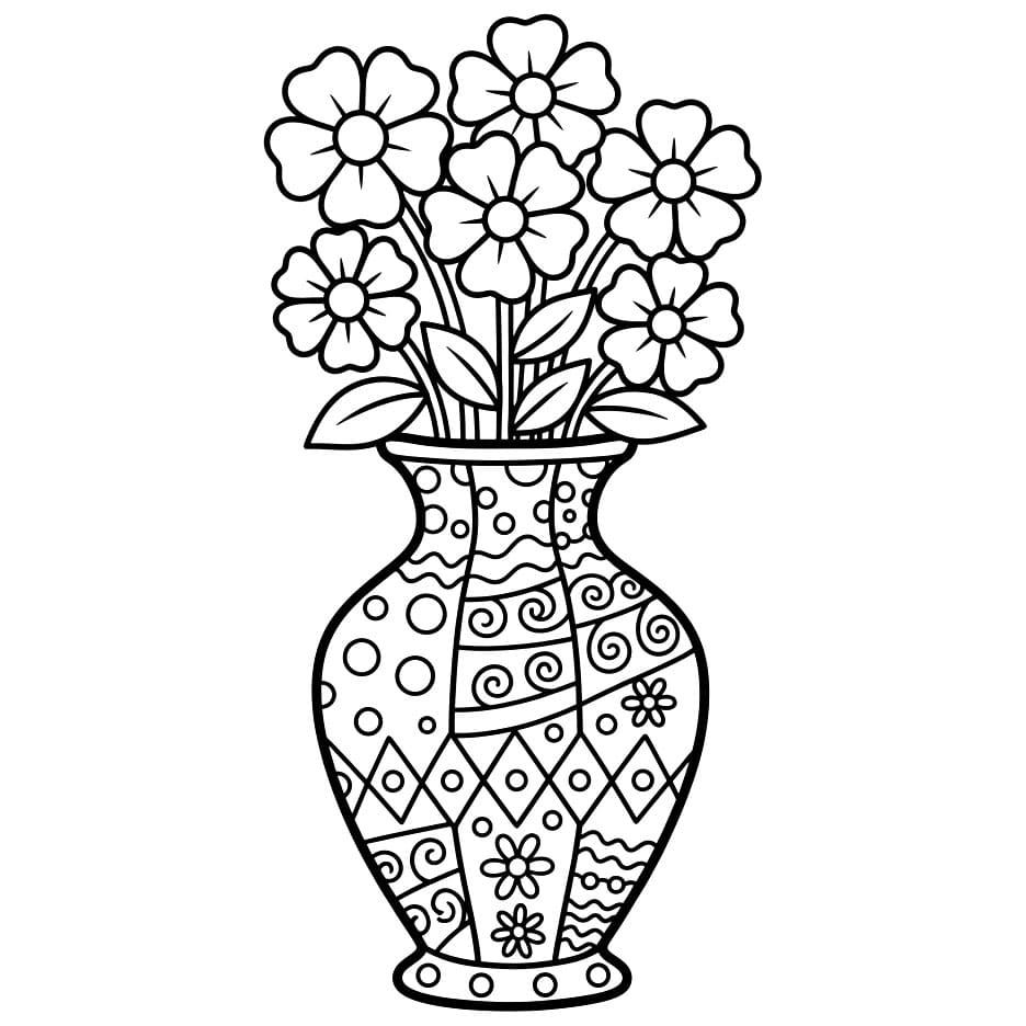Vaso di Fiori Decorato da colorare