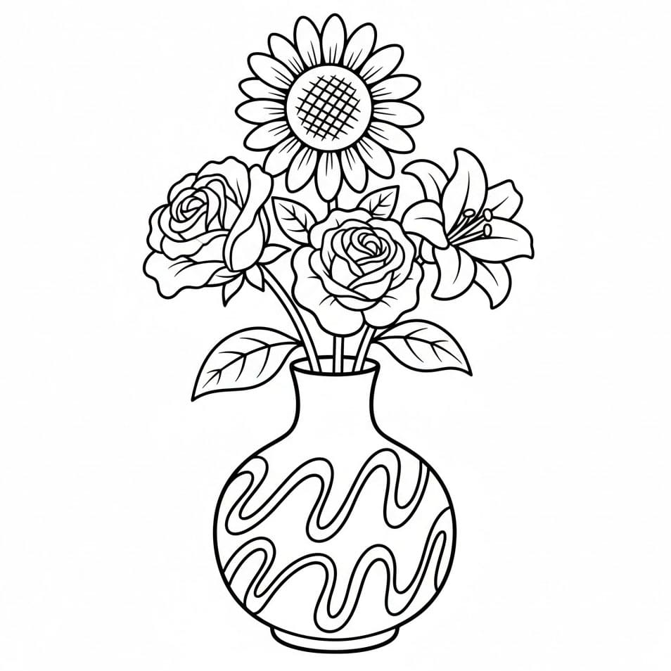Vaso di Fiori Grande da colorare