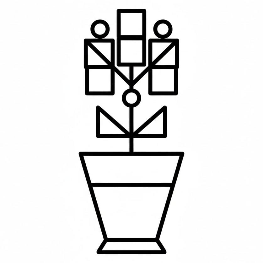 Vaso di Fiori Lineare da colorare