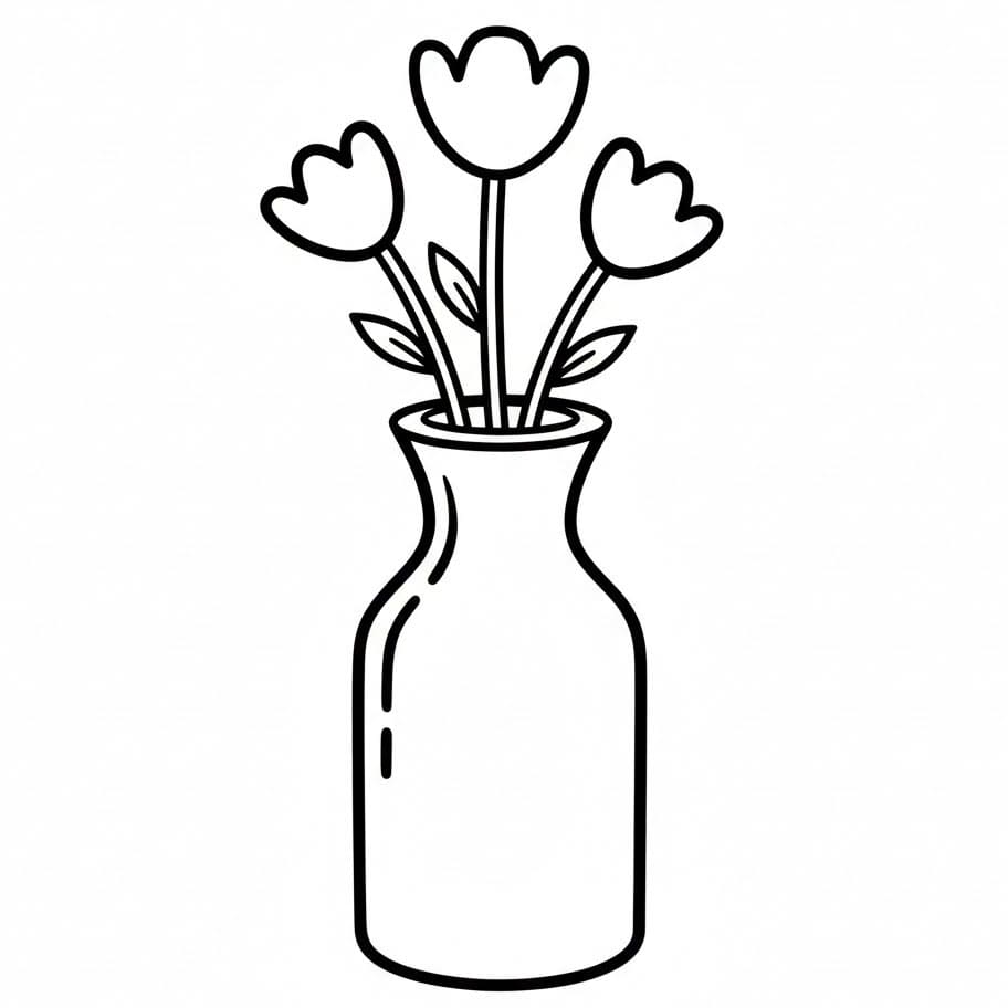 Vaso di Fiori Liscio da colorare