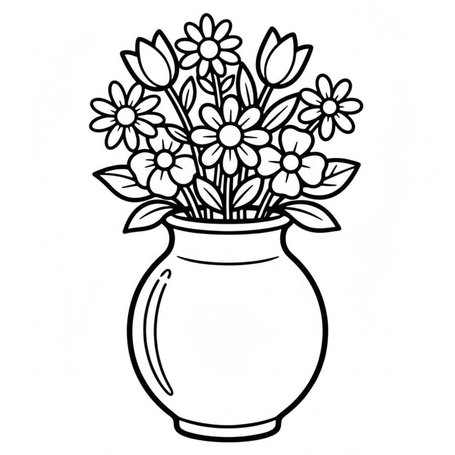 Vaso di Fiori Ovale da colorare