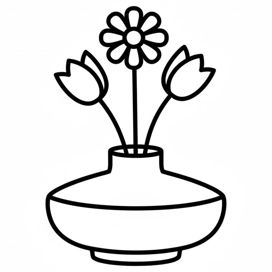 Vaso di Fiori Piatto da colorare