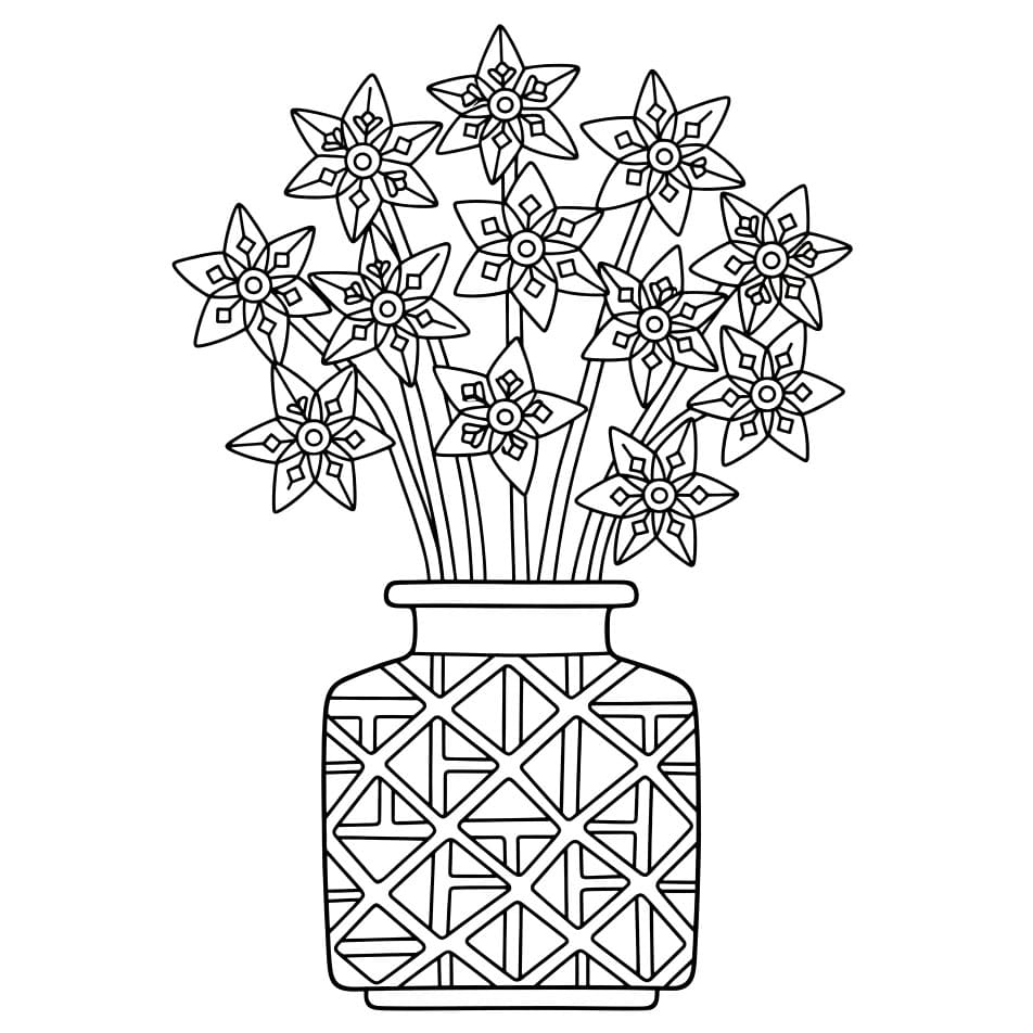 Vaso di Fiori Quadrato da colorare