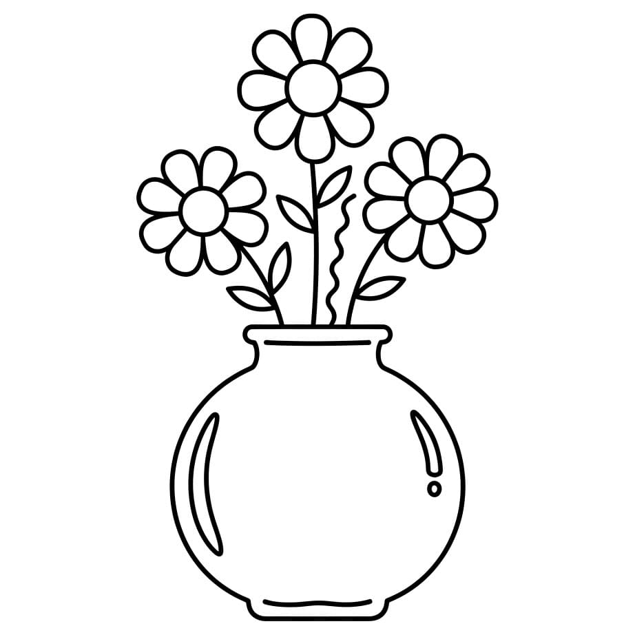 Vaso di Fiori Rotondo da colorare