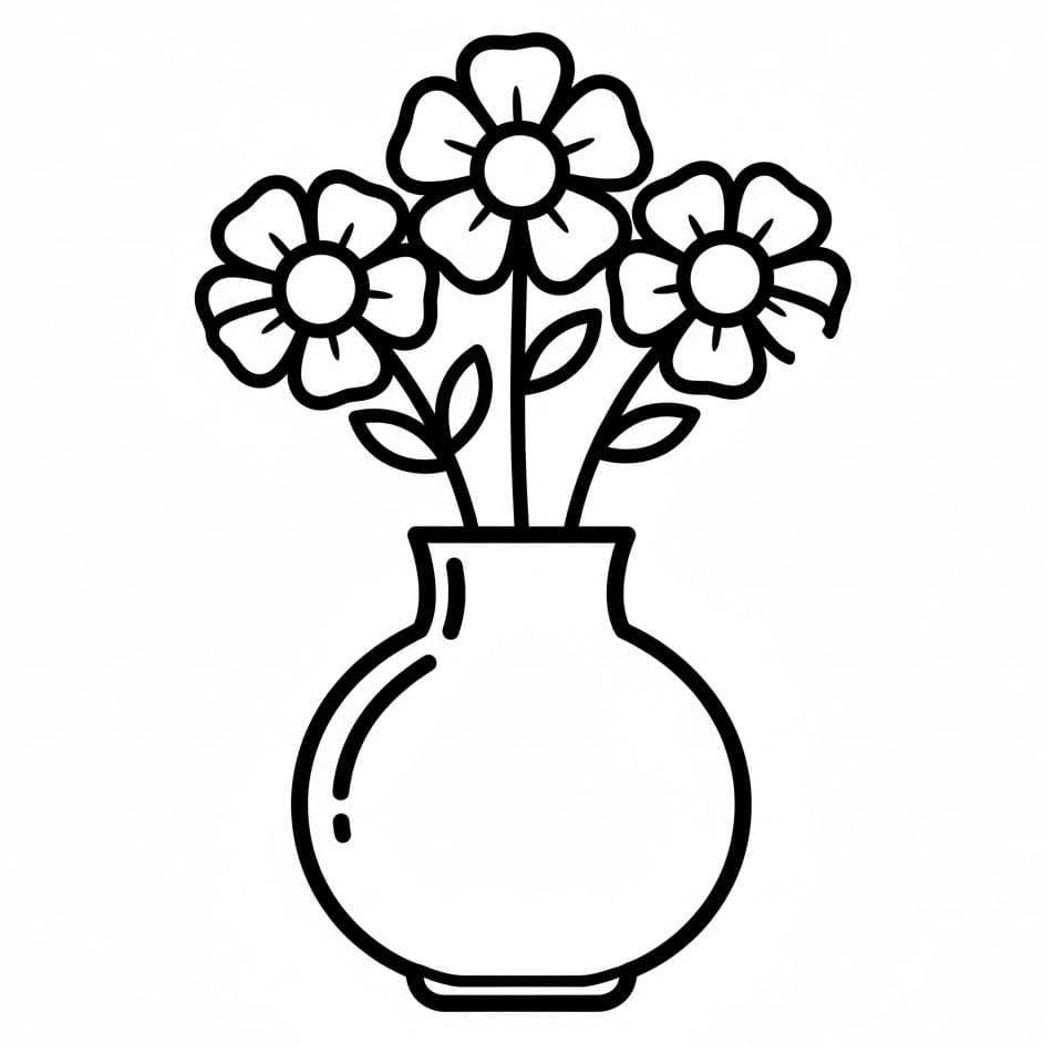 Vaso di Fiori Semplice da colorare
