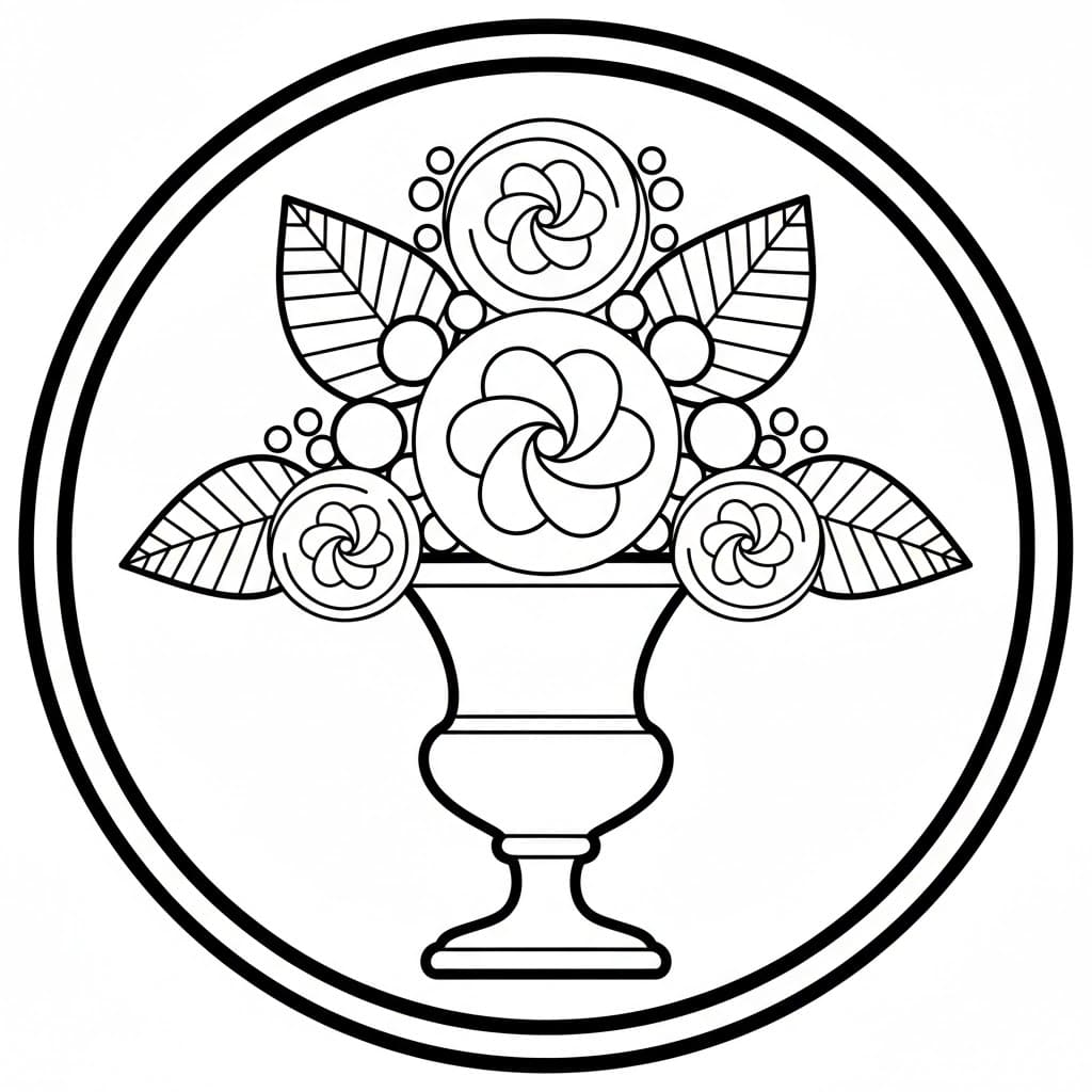 Vaso di Fiori Simmetrico da colorare