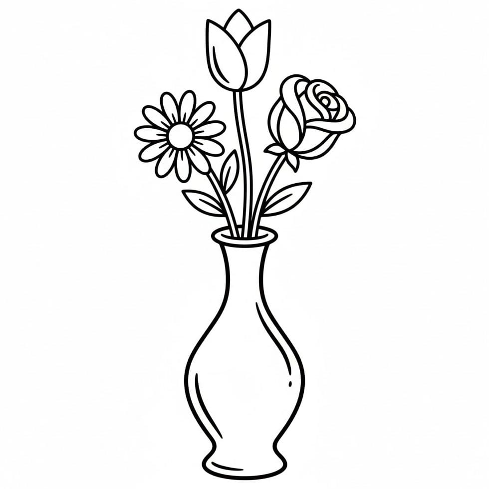 Vaso di Fiori Sottile da colorare