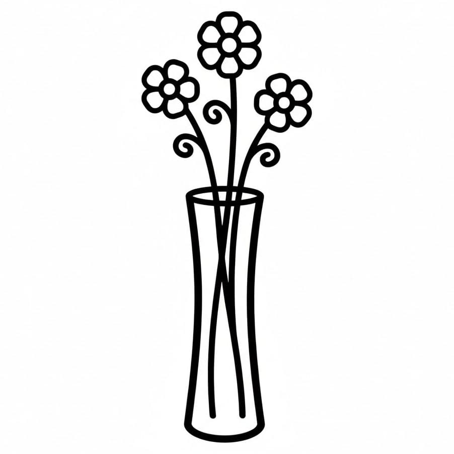 Vaso di Fiori Stretto da colorare