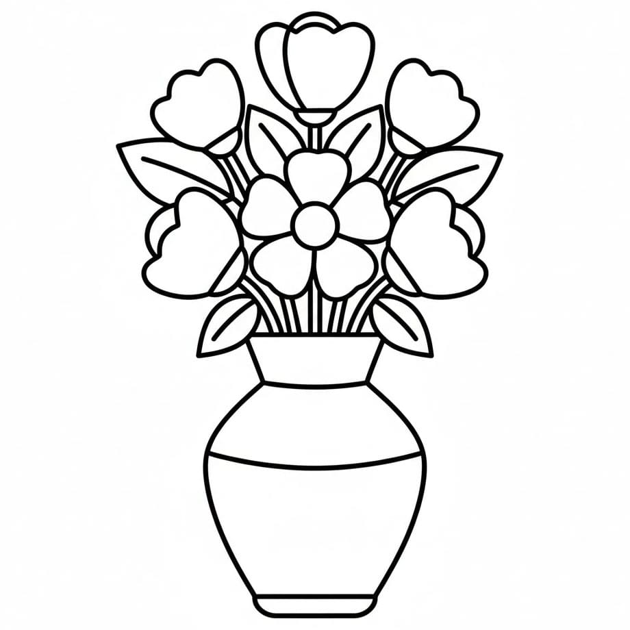 Vaso di Fiori a Bouquet da colorare