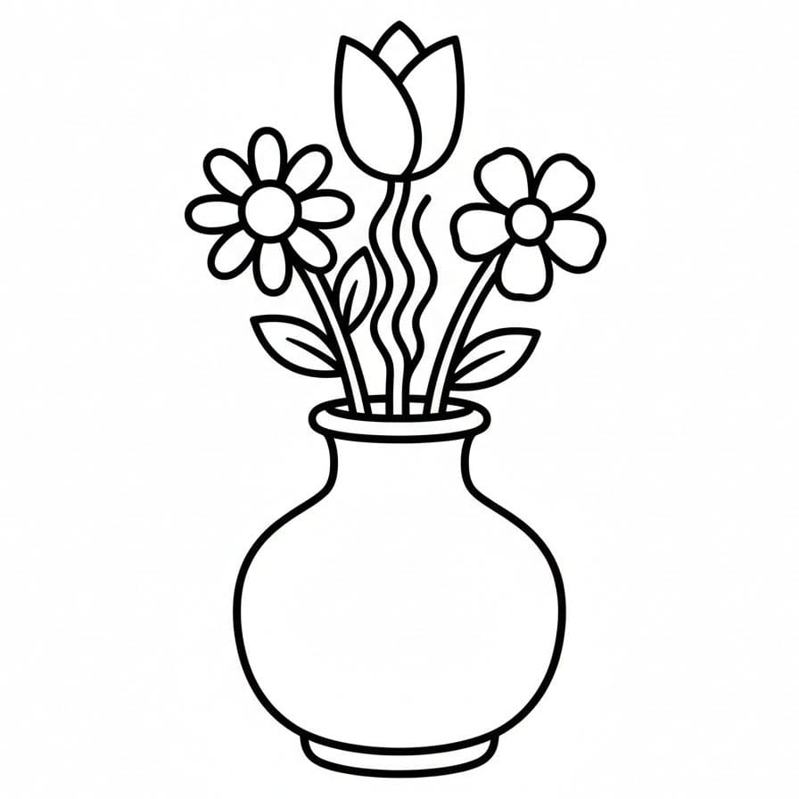 Vaso di Fiori a Collo Corto da colorare
