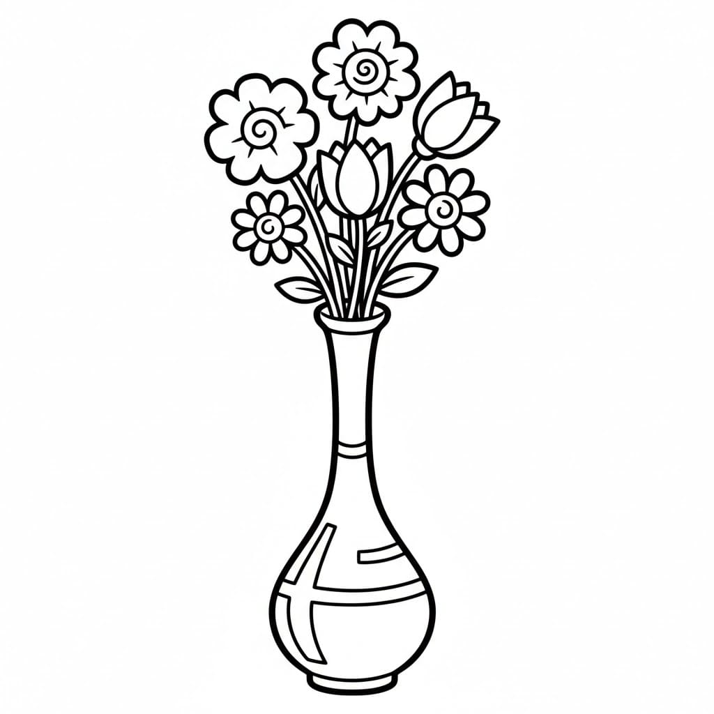 Vaso di Fiori a Collo Lungo da colorare