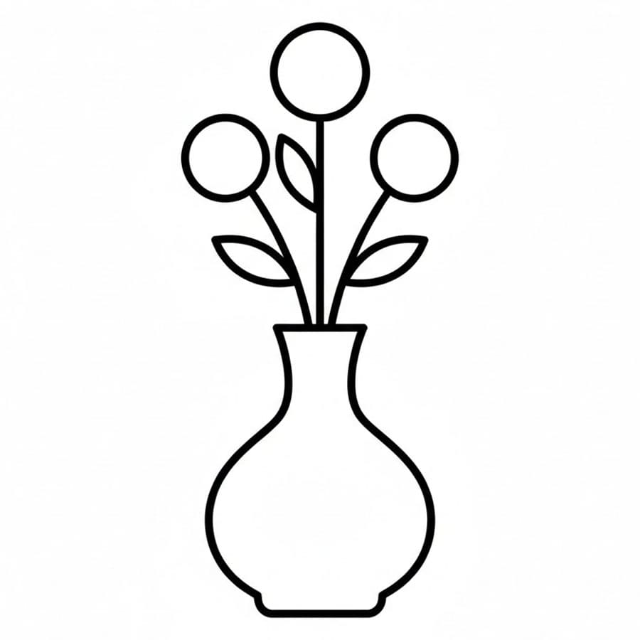 Vaso di Fiori a Linee Semplici da colorare