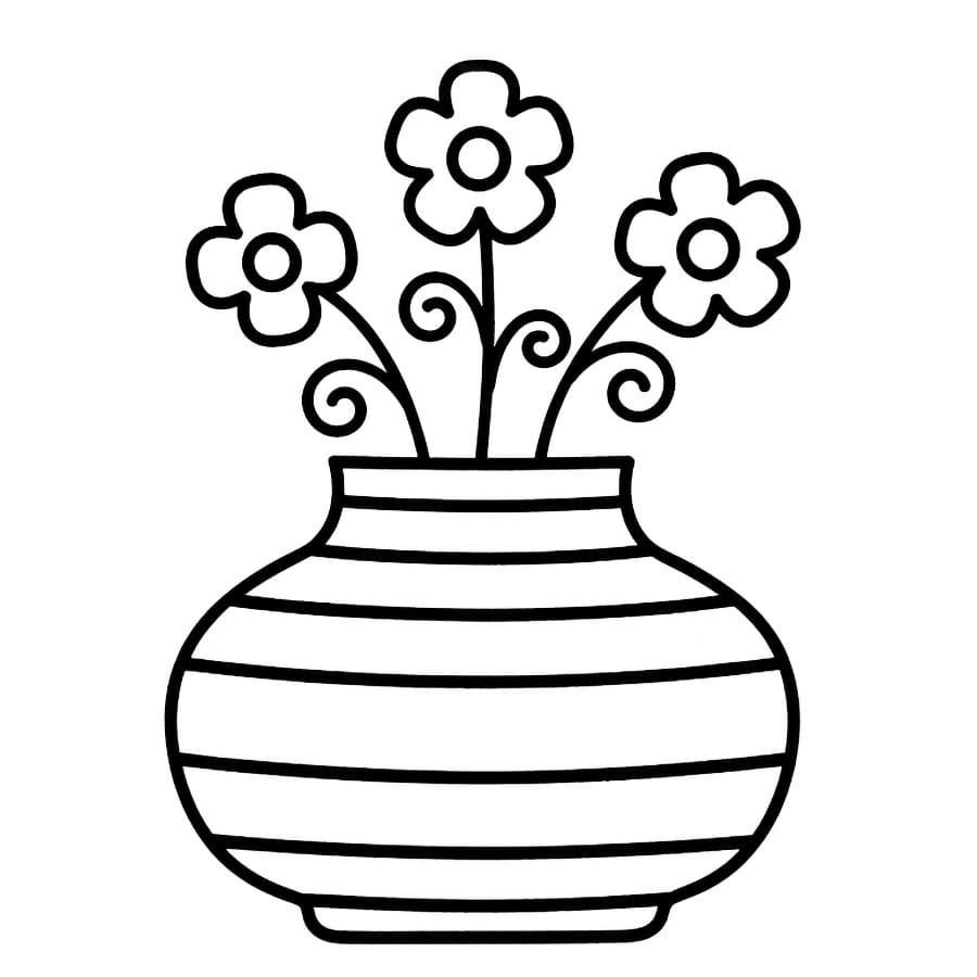 Vaso di Fiori a Righe da colorare