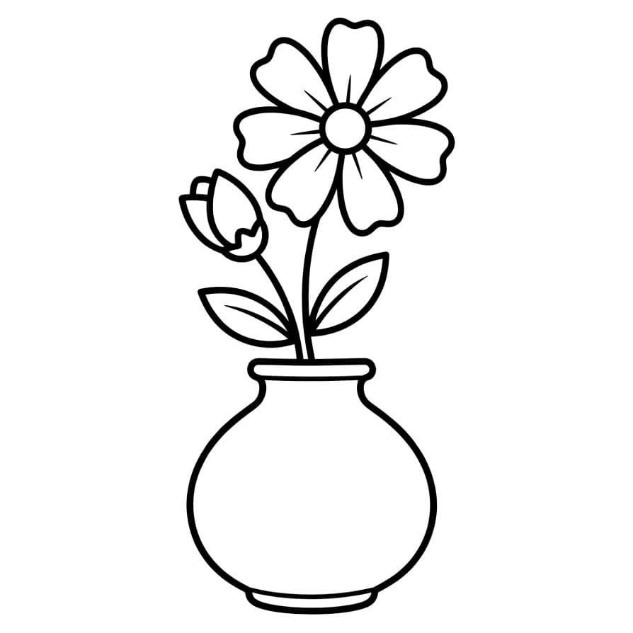 Vaso di Fiori con Bocciolo da colorare