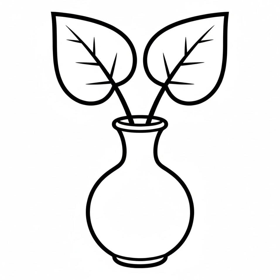 Vaso di Fiori con Foglie da colorare