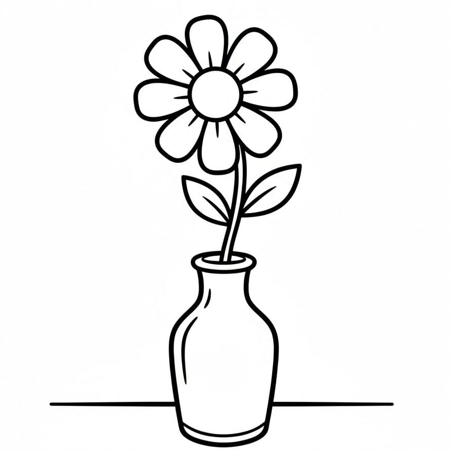 Vaso di Fiori con Un Fiore da colorare