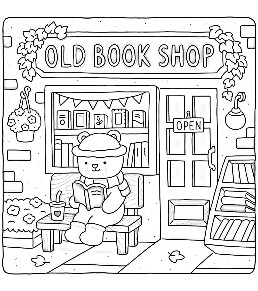 Vecchia libreria di Coco Wyo da colorare