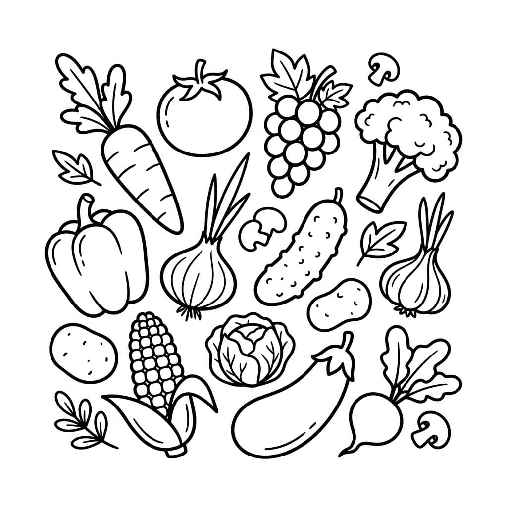 Verdure fresche da colorare