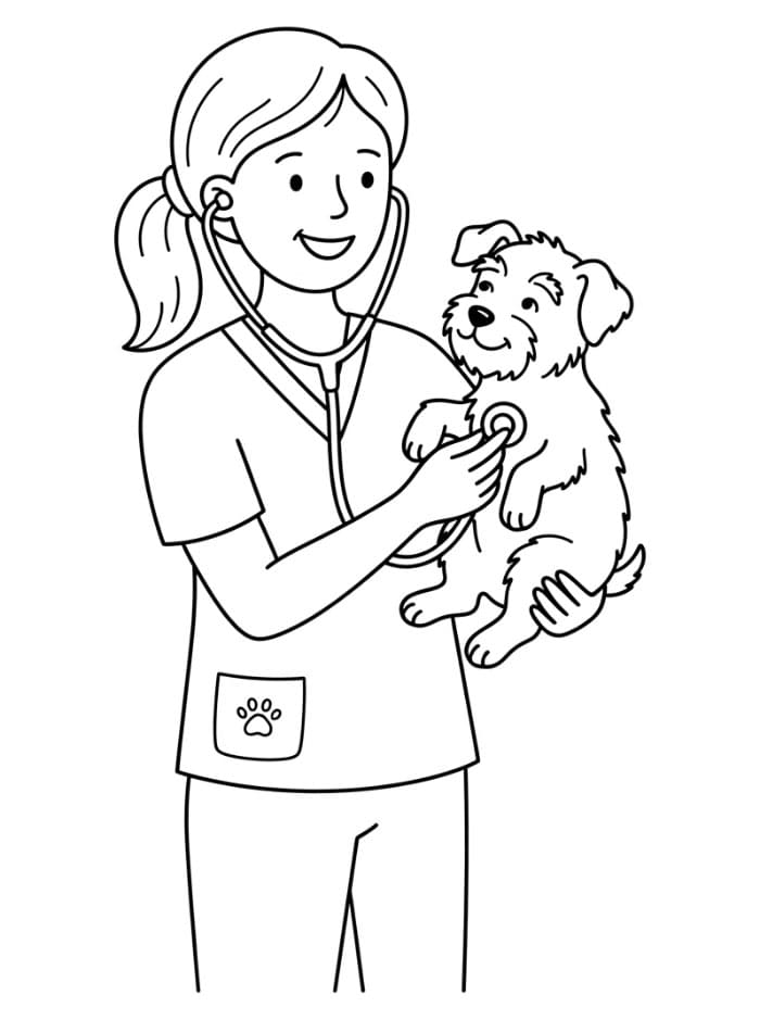 Veterinari con stetoscopio da colorare