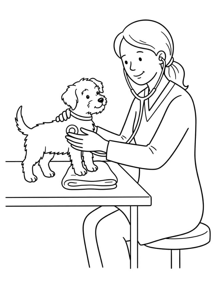 Veterinari durante controllo da colorare