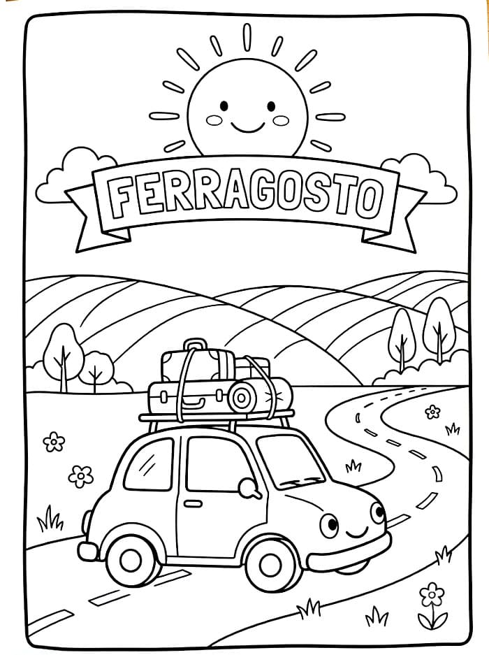Viaggio di Ferragosto da colorare