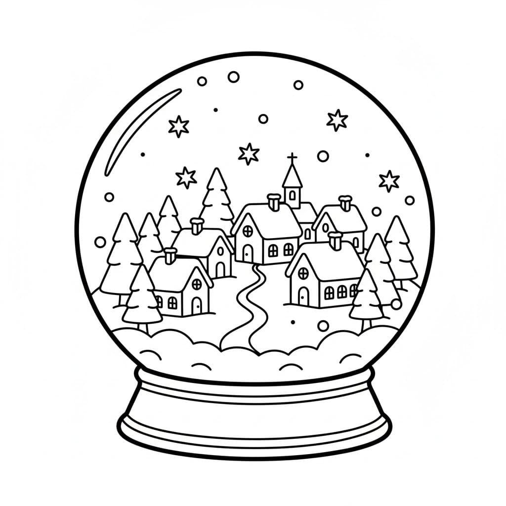Villaggio delle sfere di neve da colorare