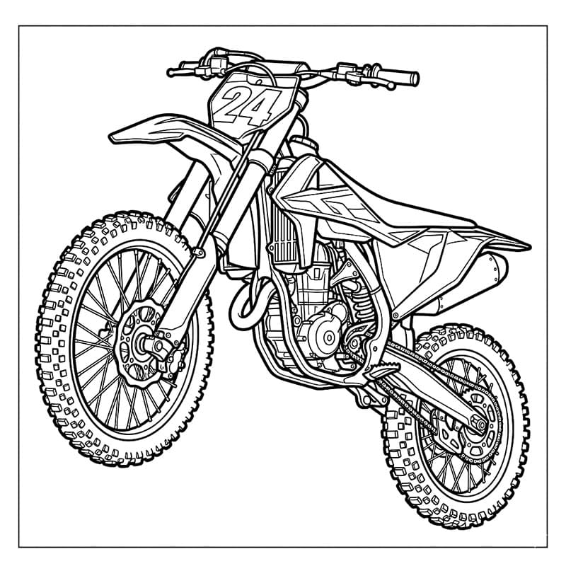 Vista angolata motocross da colorare