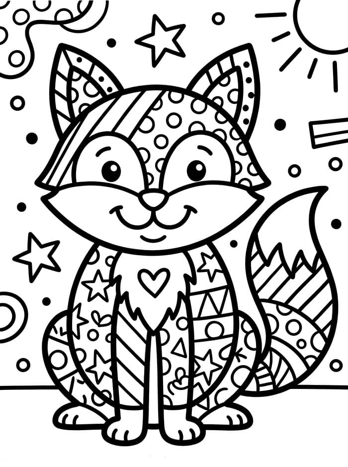 Volpe in stile Romero Britto da colorare