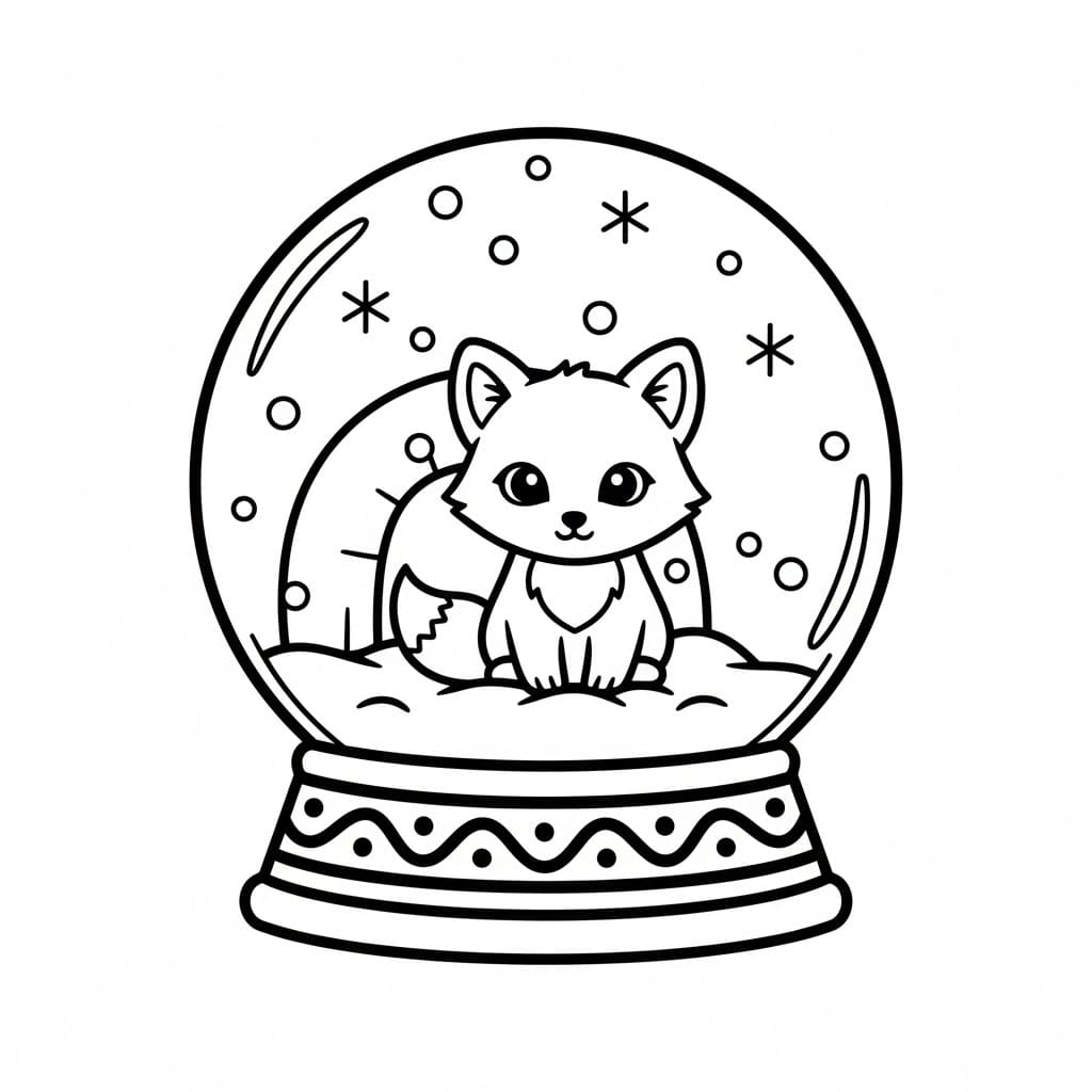 Volpe palla di neve da colorare