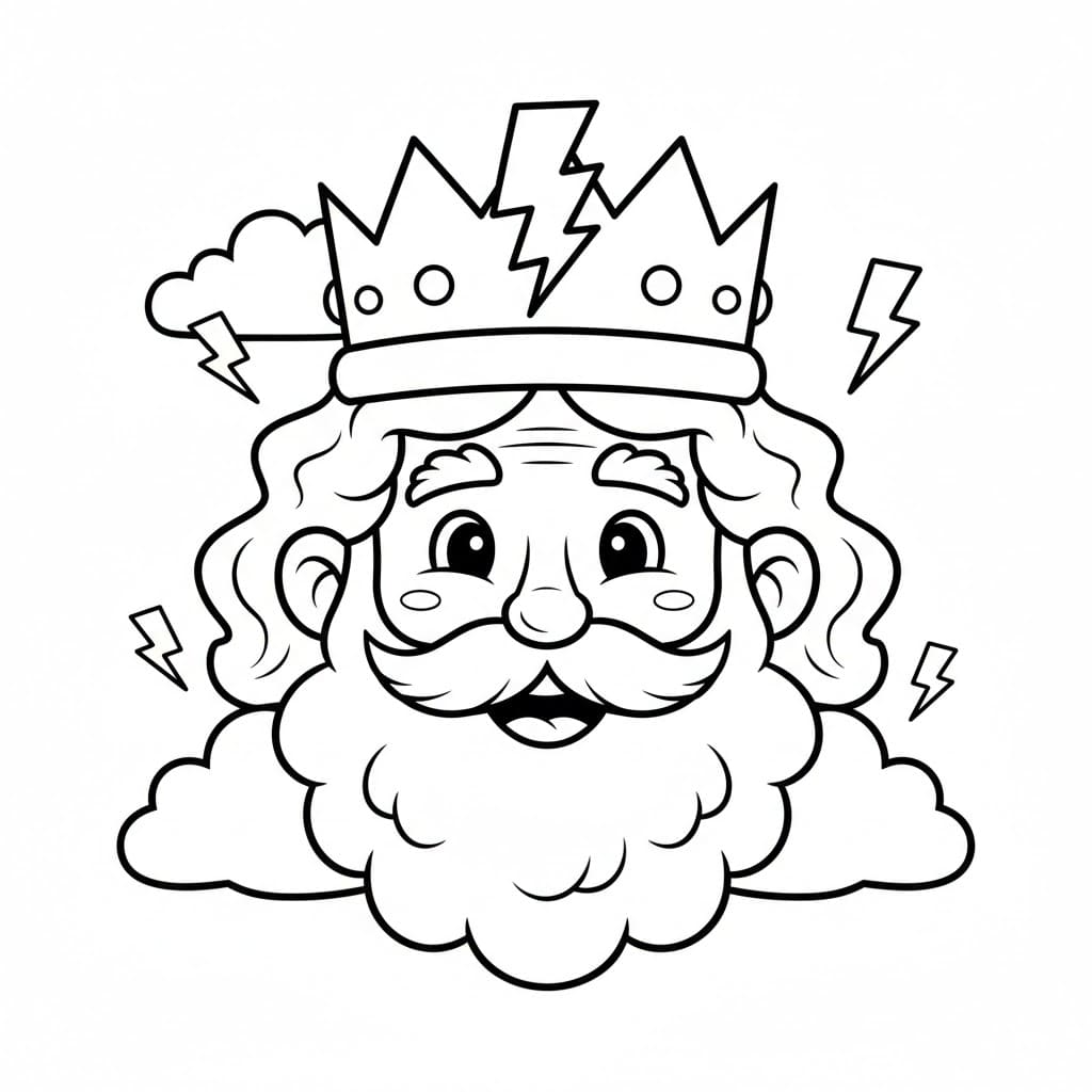 Volto sorridente di Zeus da colorare