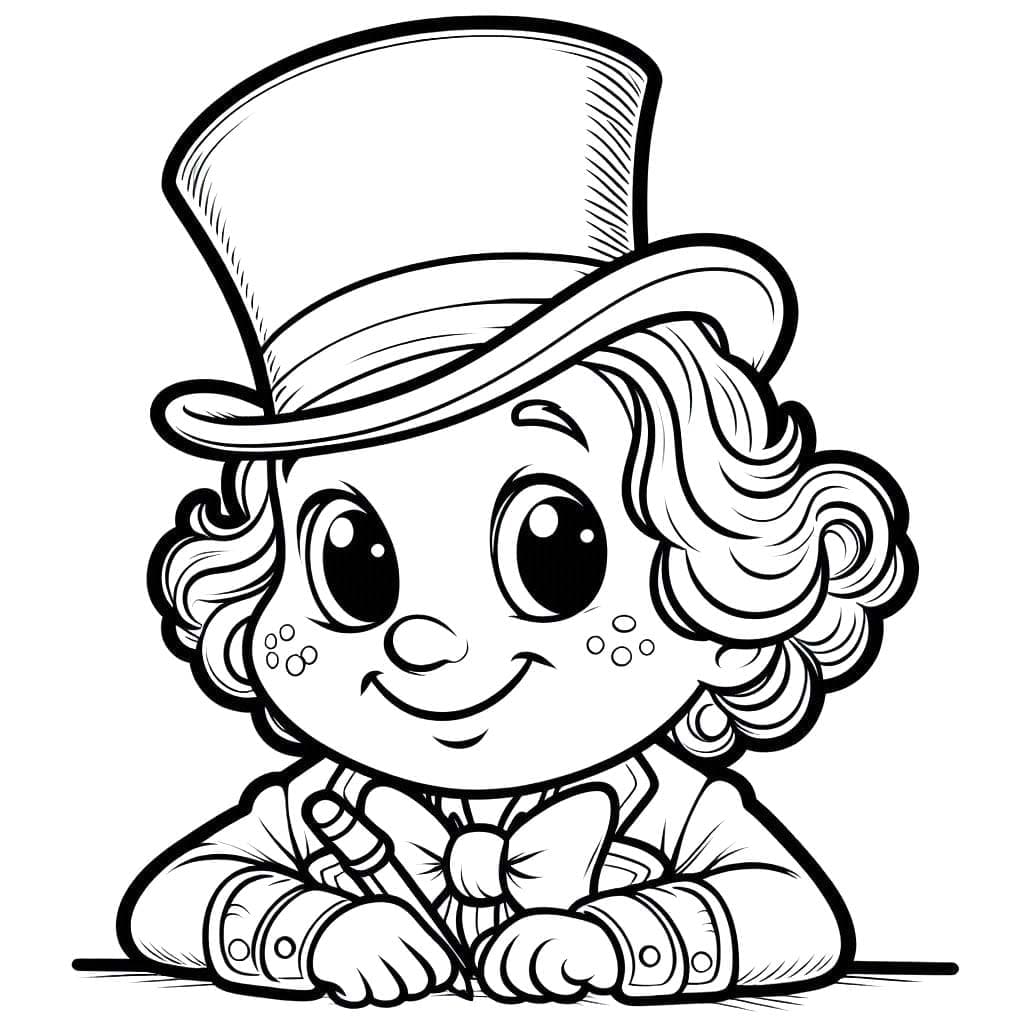 Willy Wonka carino felice da colorare