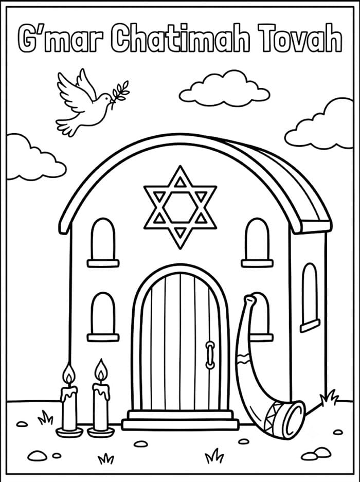 Yom Kippur in sinagoga da colorare