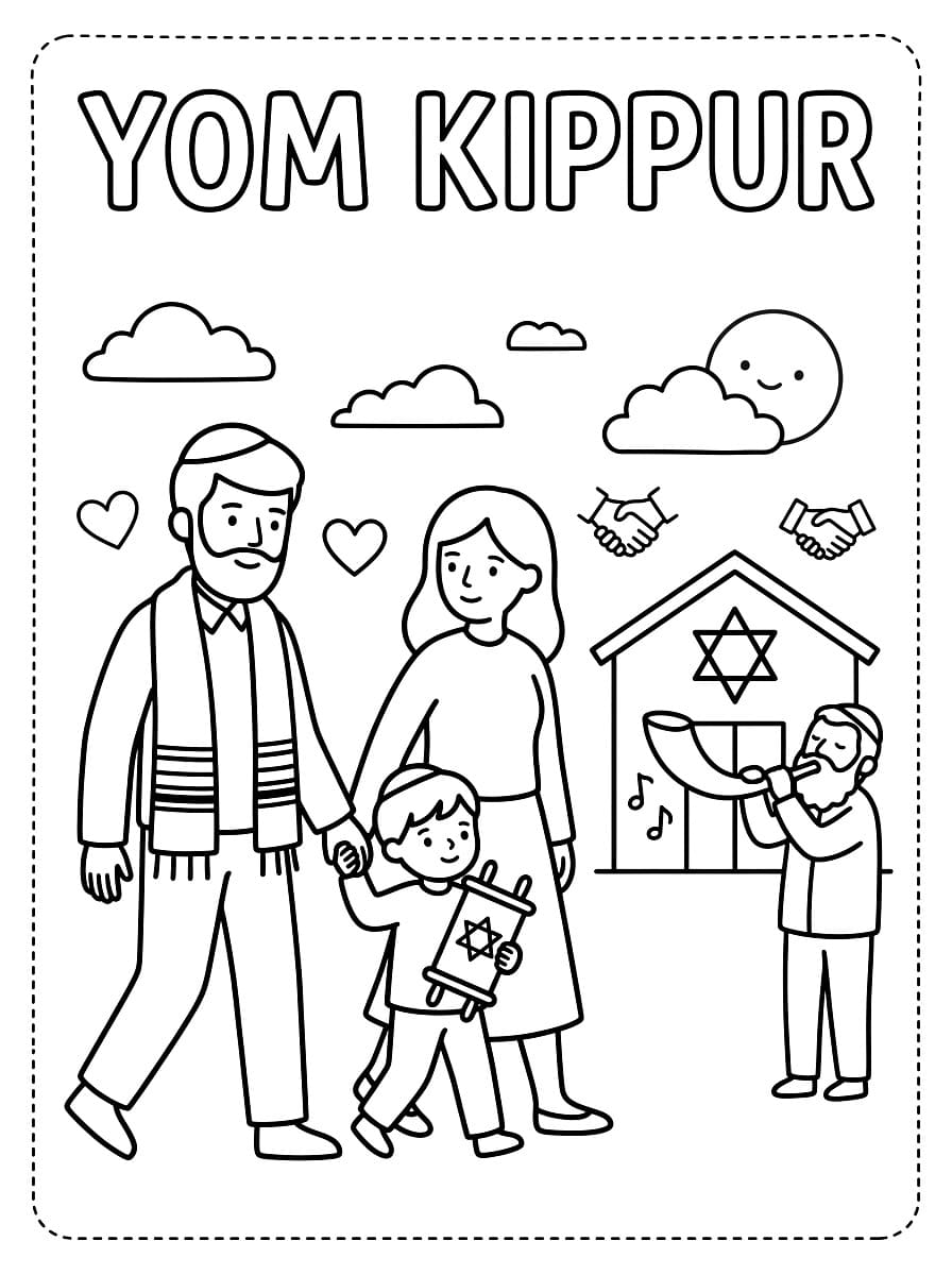 Yom Kippur semplice da colorare
