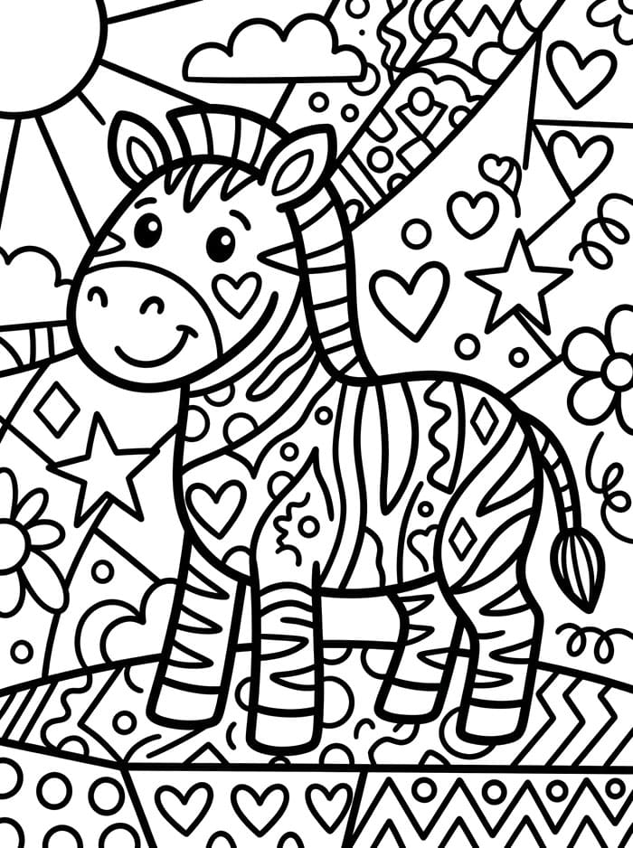 Zebra nello stile di Romero Britto da colorare
