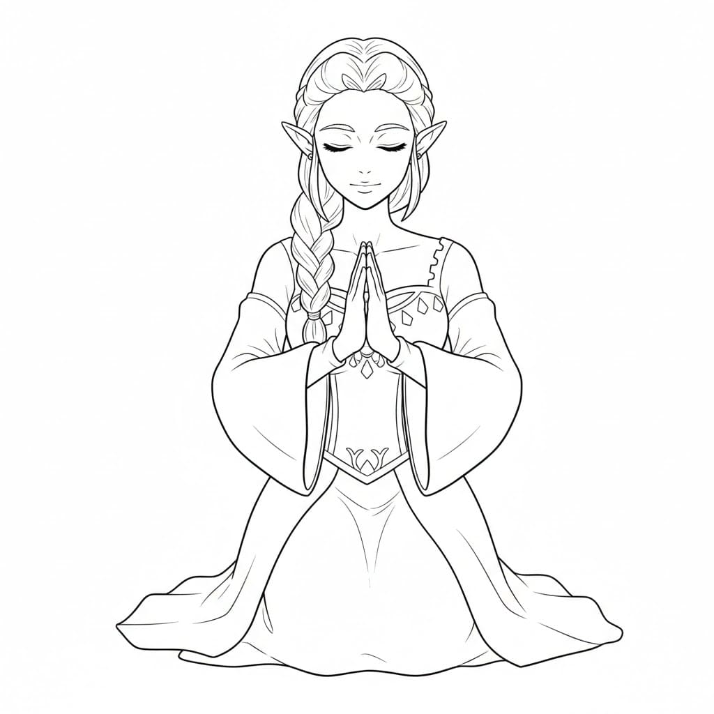 Zelda che prega da colorare