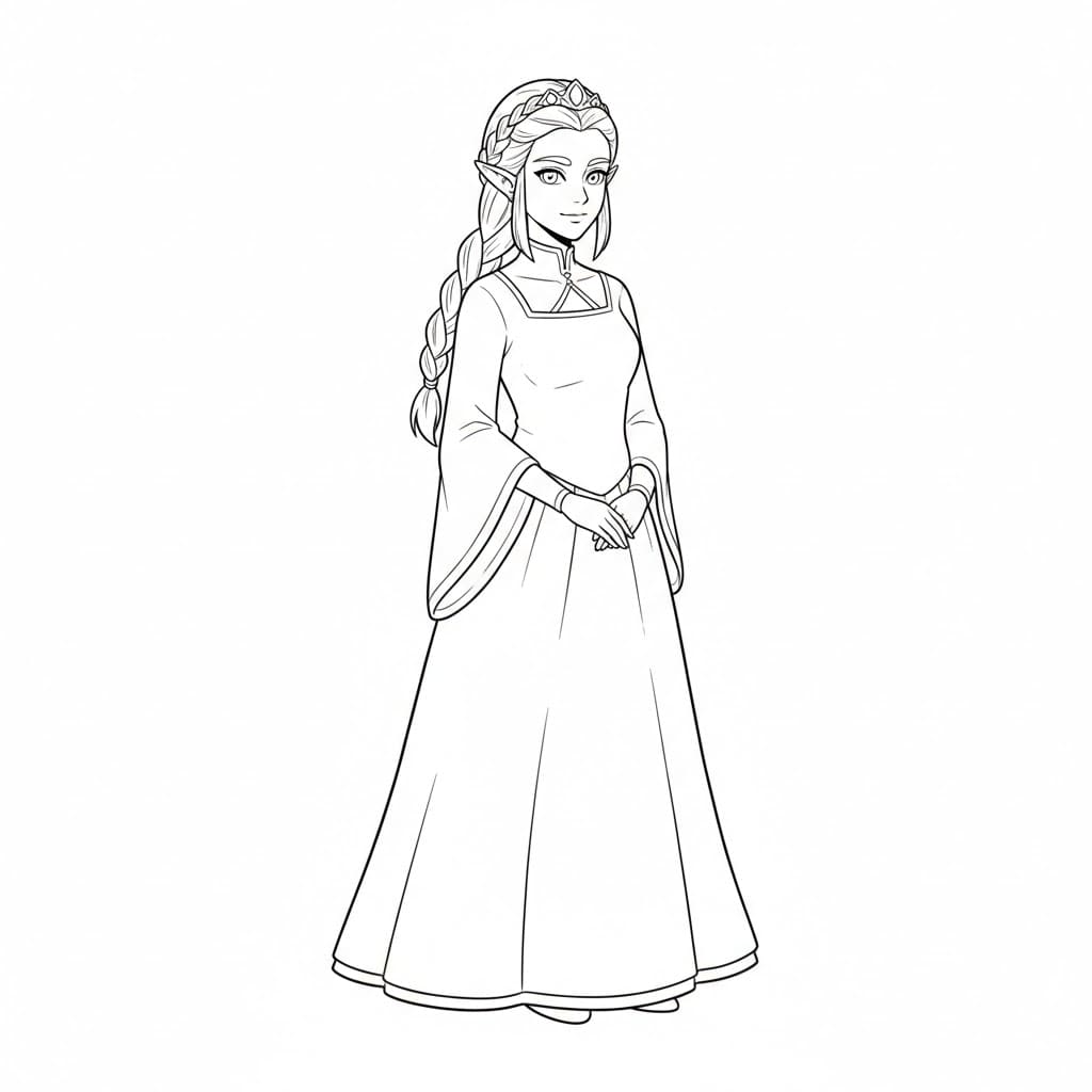 Zelda in piedi da colorare