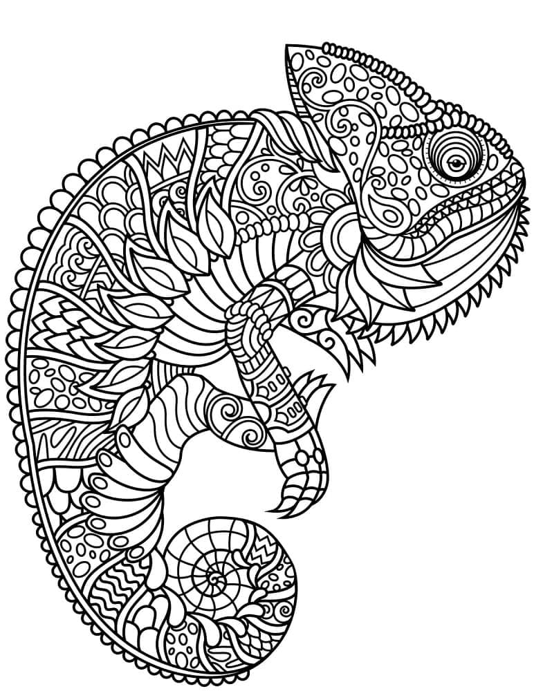 Zentangle Camaleonte da colorare