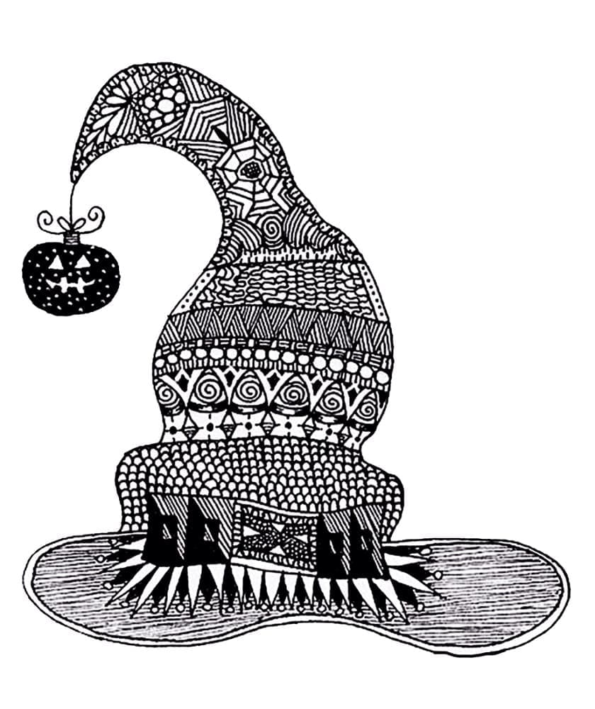 Zentangle Cappello da Strega da colorare