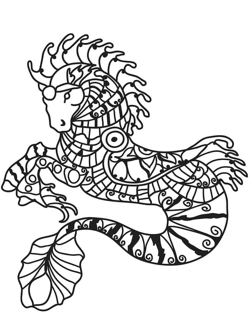 Zentangle Ippocampo da colorare