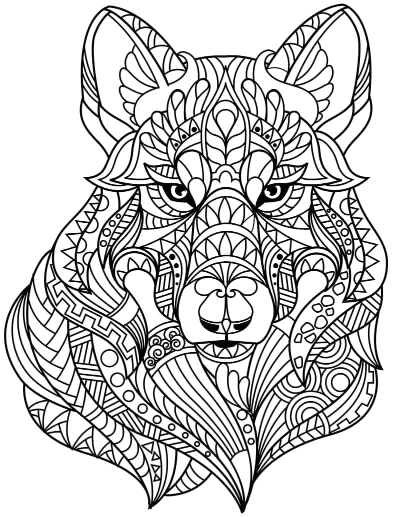Zentangle Lupo da colorare