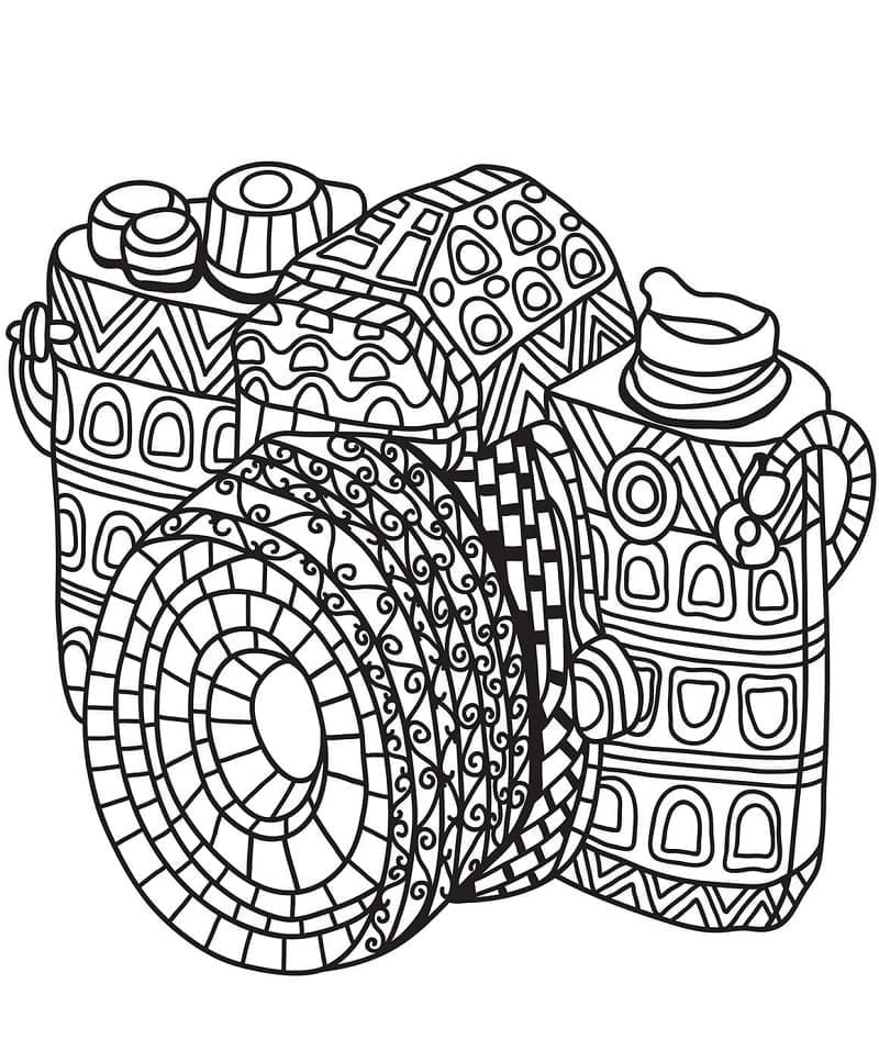 Zentangle Macchina Fotografica da colorare