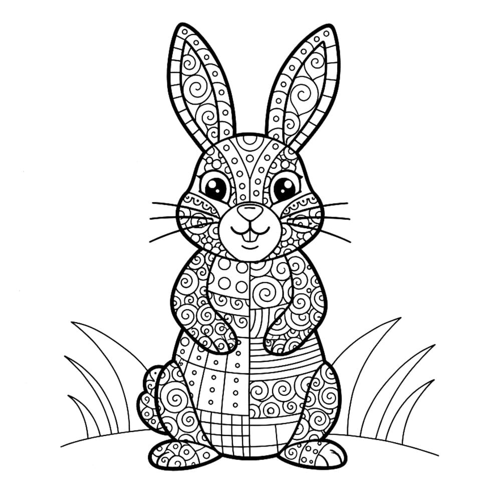 Zentangle il coniglio da colorare