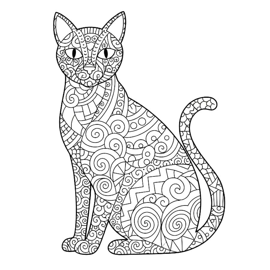 Zentangle il gatto da colorare