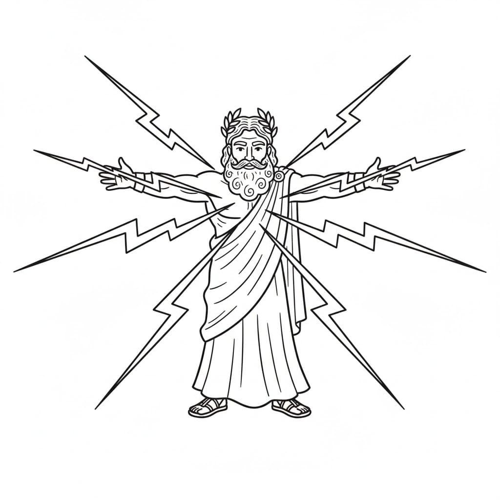 Zeus allarga le braccia da colorare