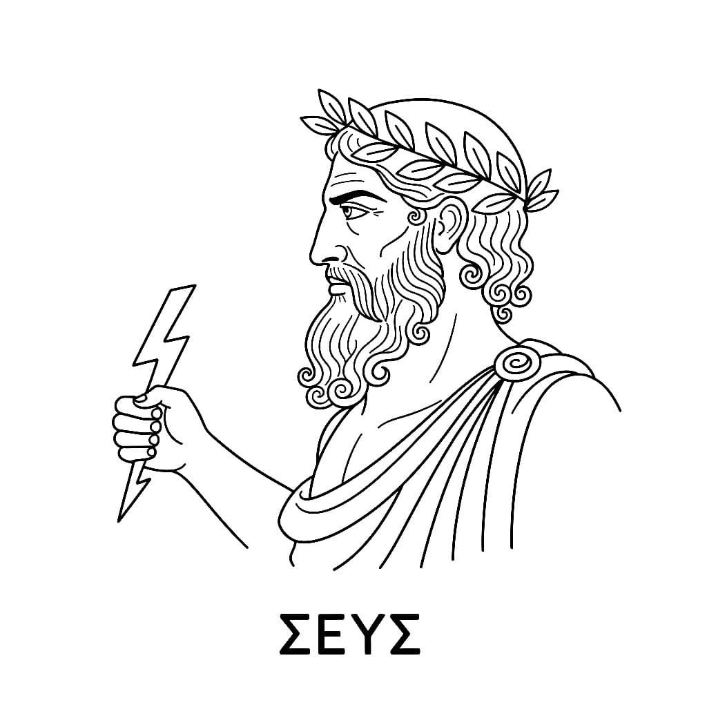 Zeus che indossa una corona d'alloro da colorare