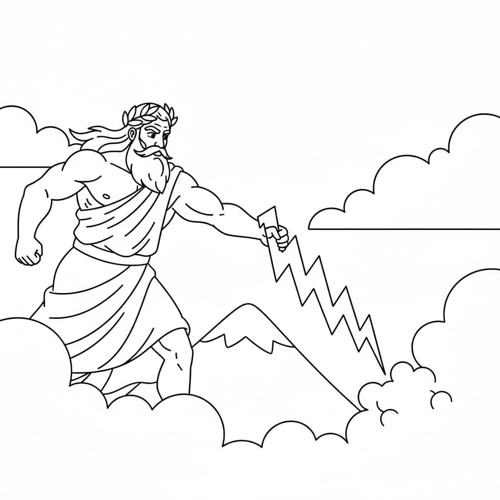 Zeus che lancia da colorare