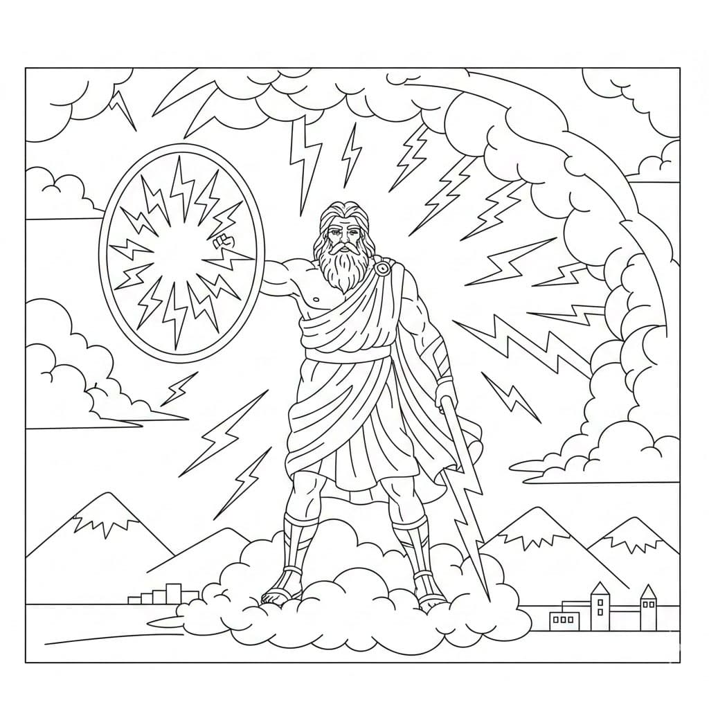 Zeus che protegge da colorare